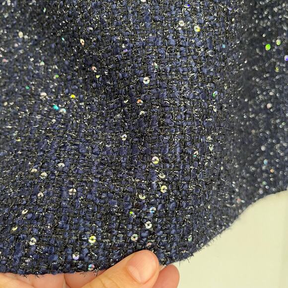 Loft Navy Blue Sparkle Tweed Mini Skirt Size 12 Classic Holiday Work Party - Picture 4 of 8